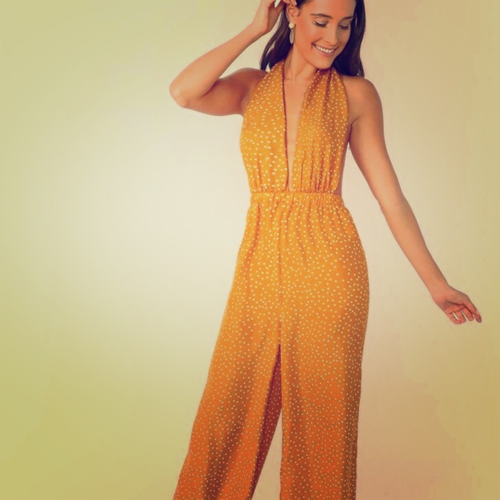 Plunging Necktie Backless Jumpsuit